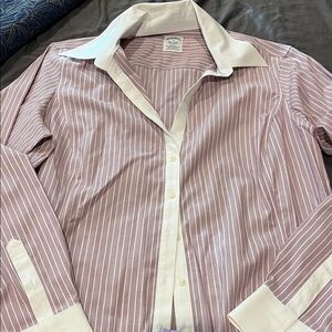 Womens Striped Dress Shirt - Pink and White